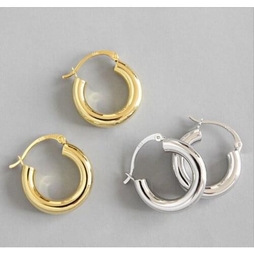 Minimalist Jewelry S925 Sterling Silver Earrings Round Circle Tube Earrings Female Small Hoop Earrings for Women Ea395