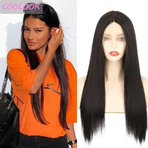 Natural Black Straight Lace Front Wigs 26''long Straight Hair Wigs for Black Women African American Synthetic T Lace Wig Cosplay