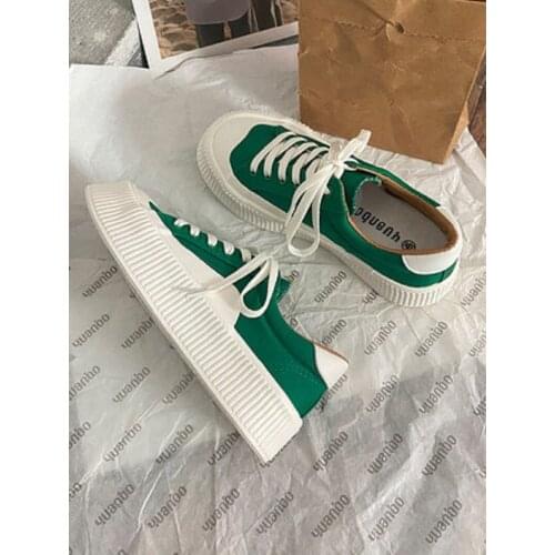 New womens platform canvas shoes simple, versatile and comfortable lace-up vulcanized shoes outdoor casual sports shoes