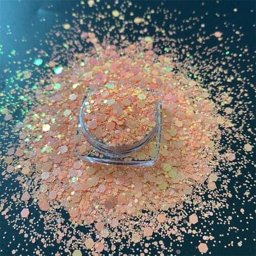 New PET Material Rainbow Champagne Colors Mixed Hexagon Shaped Glitter Powder Sequin Glitter For Nails Art DIY Crafts Decoration