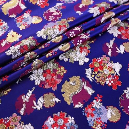 Brocade Fabric Beautiful Material With Cherry Blossom Pattern For DIY Sewing