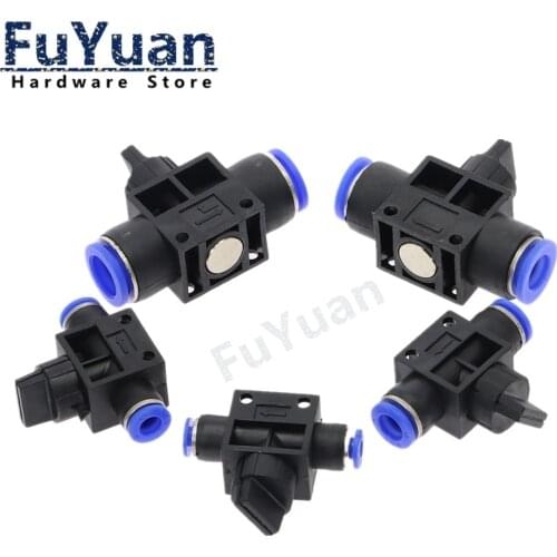 Air Pneumatic Hand Valve 4mm 6mm 8mm 10mm 12mm OD Hose Pipe Tube Push Into Connect T-joint 2-Way Flow Limiting Speed Control