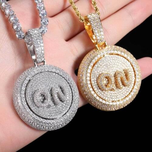 Custom Spinning Bubble Initial Letters Pendant For Men Women Full Cubic Zirconia Necklace Hip Hop Jewelry