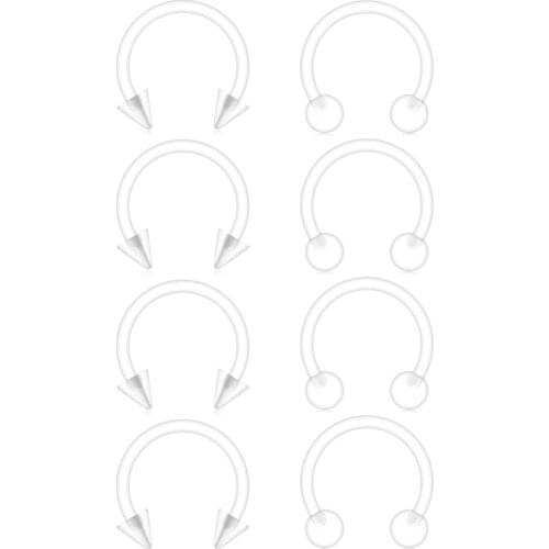 Clear UV Flexible Bioflex Acrylic Body Piercing Jewelry Kit Set for Nose Septum Horseshoe Earring Eyebrow Tongue Nipple Lip Ring