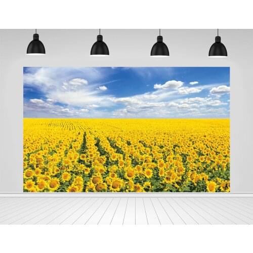 Scopiso Blue sky with a clouds over field of sunflowers Backdrops For Photo Studio Decoration Props Photography Backgrounds