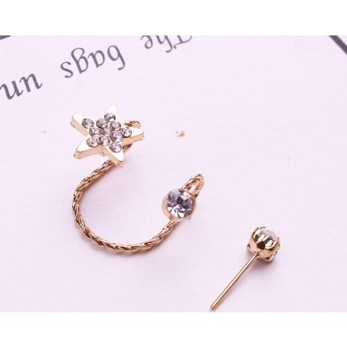 LosoDo earings fashion jewelry new sweet stars gold and silver personality unique wild ear clip female jewelry Pusheen