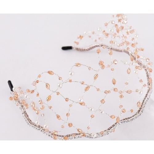 Crystal Head Buckle Rhinestone Mesh Headband Headpiece