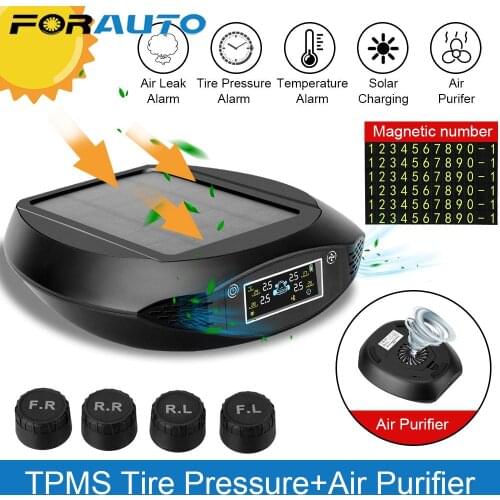 2 in 1 Air Purifier Car Tire Pressure Monitoring System Internal/External Sensors LCD Display