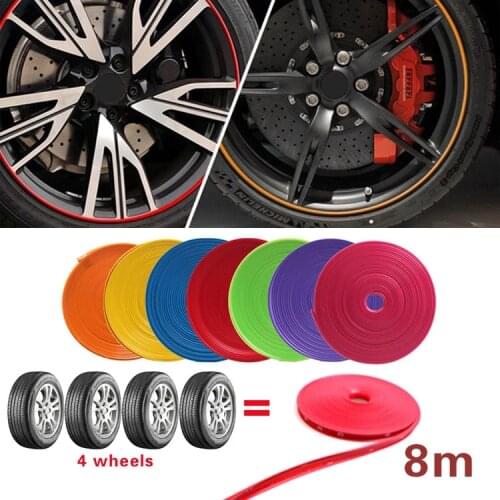 8M/Roll Car Wheel Rims Protector Decor Strip Rubber Moulding Rimblades Car Vehicle Color Tire Guard Line Styling