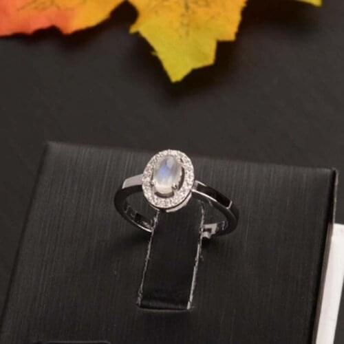 Natural Moonstone Ellipse Temperament Ring S925 Sterling Silver Fine Fashion Charming Weddings Jewelry for Women Free Shipping