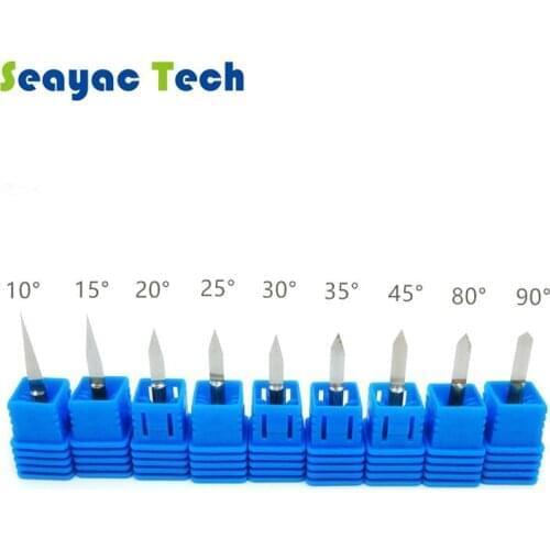 10pcs tungsten steel carving knife 3.175 with 25degree flat metal carving knife woodworking carving machine tool