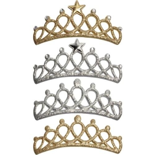 120PCS 13cm Newborn Vintage Shiny Crown Appliques Fashion Glitter Nonwovens Felt Crown Patches for Garments Decoration