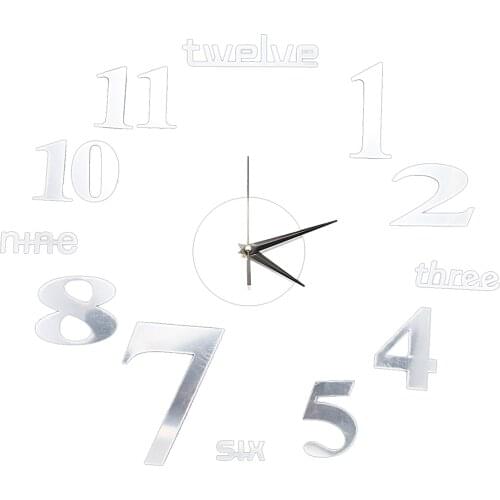 3D Large Wall Clock Mirror Sticker Big Watch Sticker Home Decor Unique Gift DIY