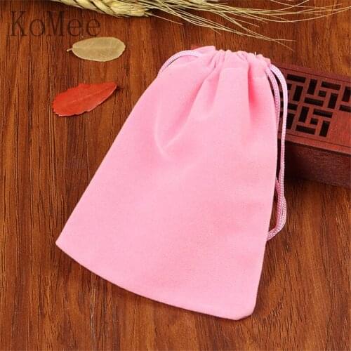 50pcs/Lot 7x9cm Small Pink Velvet Gift Bag Favor Wedding Decoration Charms Jewelry Packaging Bags Cute Drawstring Storage Bags