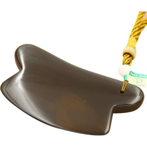 5A grade SiBin brown color Bian stone massage guasha kit beauty face plate with 2 fork gift bag chart