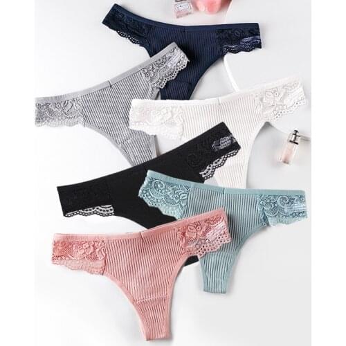 6pcs/Set G-string Panties Cotton Womens Underwear Sexy Panties Female Underpants T-back Thong Solid Color Pantys Lingerie M-XL