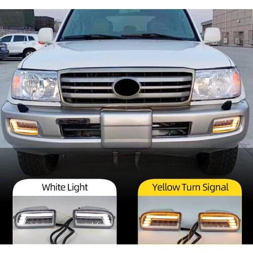 CSCSNL 2PCS LED Fog Lights for TOYOTA LAND CRUISER 100 LC100 1998-2008 DRL Turn signal Driving Lamp fog light UZJ100 FZJ100