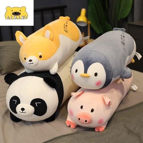 Dinosaur Pig Penguin Shiba Inu Panda Plush Toy Dog Long Pillow Hugs Cute Soft Toys Stuffed Animals Sofa Decor Kawaii Pillow Gift