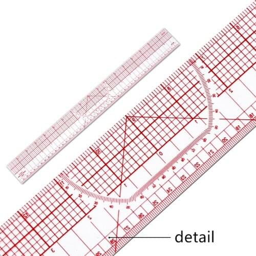 Plastic Sewing Tailor 45cm 18inch Shared Double Side Metric Straight Ruler Transparent Yardstick Patchwork Cloth Cutting Rulers