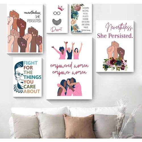 Feminist Fashion Art Pink Girl Power Wall Art Canvas Painting Prints Girls Gift Modern Pictures Living Room Bedroom Wall Poster