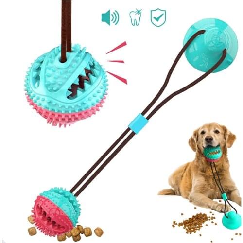 Dog Toys Silicon Suction Cup Tug Interactive Ball Toy For Pet Chew Bite Tooth Cleaning Toothbrush Feeding Supplies