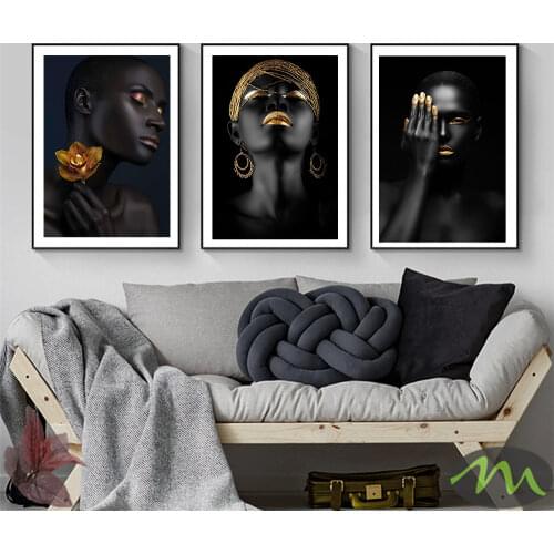Contemplator Black African Nude Woman HD Oil Painting on Canvas Posters and Prints Scandinavian Wall Art Picture for living room