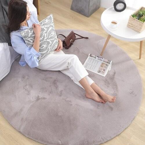 Nordic 100cm Round Area Rug Thick Grey Carpet For Living Room Floor Super Soft Fluffy Rug In Childrens Bedroom Anti Slip Mat