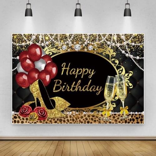 Laeacco Happy Fabulance Womens Birthday Glitters Light Bokeh Balloon Photography Backdrop Photography Backgrounds For Photozone
