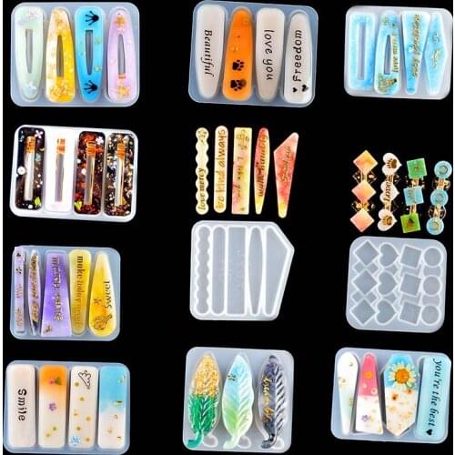 Hot sales Handmade Barrettes Silicone Epoxy Resin Molds DIY Hair Pin Acrylic Alligator Hair Clip Jewelry Making Tools