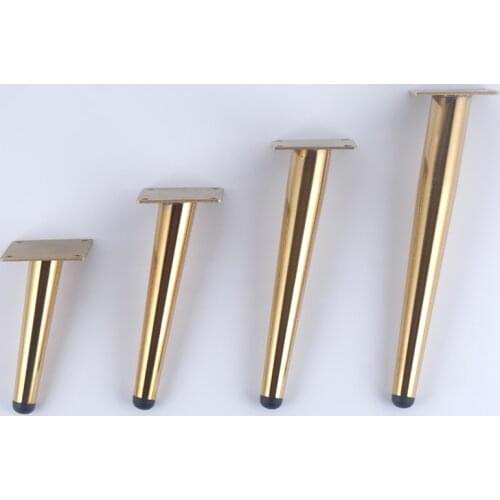 10-35CM Metal furniture support leg Gold Tapered Leveling feet for Sofa Chairs Cabinet Wardrobe bed leg protector pad Hardware