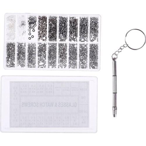 Micro Glasses Sunglass Watch Spectacles Screws Nuts Screwdriver Repair Kits Tool Box Universal 1000pcs/set