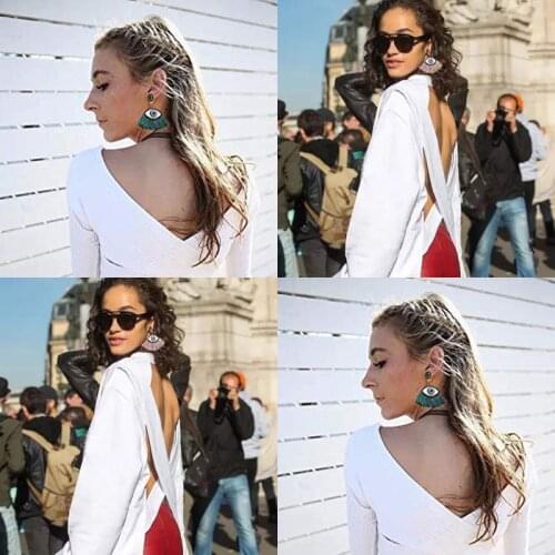 Dvacaman Fashion Crystal Big Eyes Drop Earrings Bridal Tassel Dangle Earrings Women Girl Party Jewelry Gifts Statement Earrings