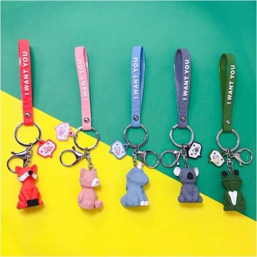 Cartoon Dinosaur Doll Fox Keychains Panda Unicorn Flog Cute Keychain Women Bags Key Chain Creative Car Key Ring Accessories 2021