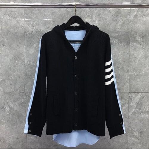 2021 Fashion Brand Sweaters Men Slim Fit Hooded Cardigan Clothing Patchwork Solid Wool Spring Autumn Casual Coat