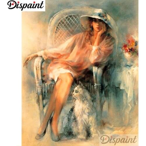 Dispaint 5D DIY Diamond Painting "Oil painting woman" Full Drill Resin Diamond Embroidery Cross Stitch Home Decor A27262