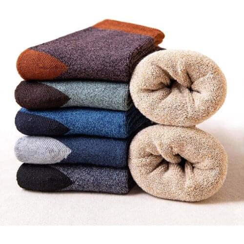 2021 New Winter Mens Thicken Socks Warm Cotton Terry Sock For Man Thick Casual Fashion Color Male Streetwear Socks 6 Pairs