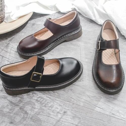 2019 New Shoes Women Round Toe Buckle Strap Casual Comfort Student Shoes Ladies Buckle Strap Flat Shoes Sweet Footwear Z5-45