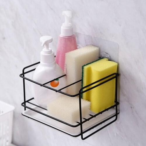 New Sponge Holder Soap Drain Storage Rack Kitchen Sink Organizer Rag Dishcloth Brush Holder Iron Shelf Bathroom Organizer