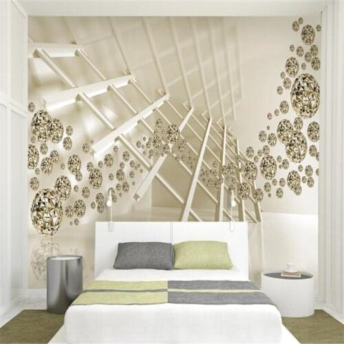 Beibehang papel de parede Wallpaper wall 3D wallpaper image creative space gold ball 3D home decoration living room 3d wallpaper