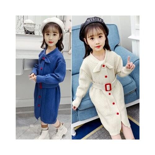 5-10 year old girl baby sweater dress new winter clothes for children fashion cardigan button sweater dress