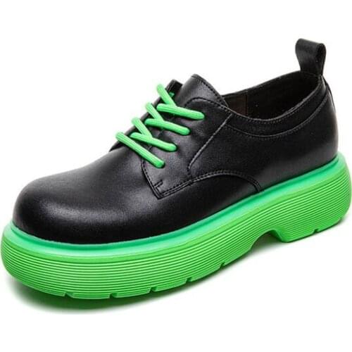 Size 35~40 2021 Fashion Vintage Round Toe Lace Up Casual Oxford School Flat Shoes Women Unisex Female Thick Soled Japanese JK