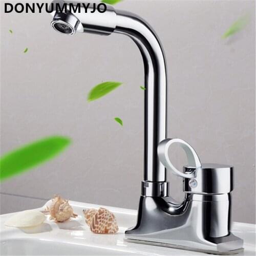 1pc Brass Body Plated Finish Basin Mixer Tap Double Hole sSingle Handle Hot and Cold Faucet With 2 Inlet Pipes