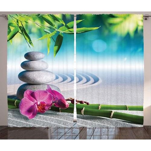 Spa Decor Curtains By Sand Orchid And Massage Stones In Zen Garden Sunny Day Meditation Living Room Bedroom Decor 2 Panel Set