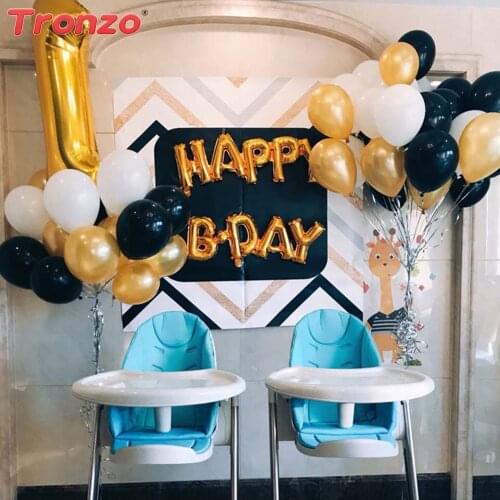 Tronzo 30pcs 10inch Birthday Party Golden Balloon 10inch Latex Round Balloon For Wedding Decoration Home Baby Shower Supplies