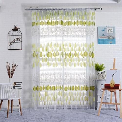 Tulle Sheer Peony Leaves Embroidered Window Balcony Curtains for Home Living Room Bedroom Decoration in the Kitchen Cafe Curtain
