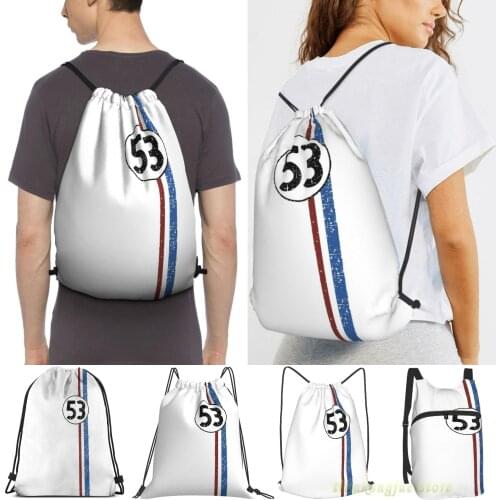 Unisex Drawstring Bags Herbie (Love Bug) Women Drawstring Backpacks Men Outdoor Travel Backpacks Training Fitness Bag