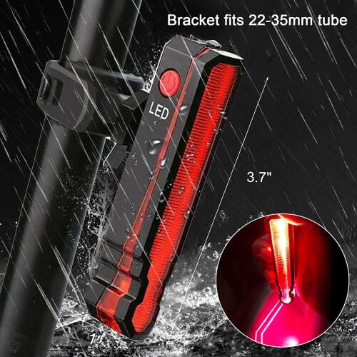 Bike Warning Tail Lamp USB Rechargeable Red Laser Taillight Mountain Bike LED Safety Night Riding Bike Accessories
