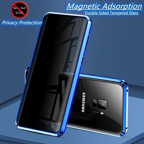 Privacy Protective Magnetic Case ForSamsung S21 S20 S10 S8 S9 Plus Ultra Note 20 10 9 8 A50 A70 A51 A71Double Sided Glass Cover