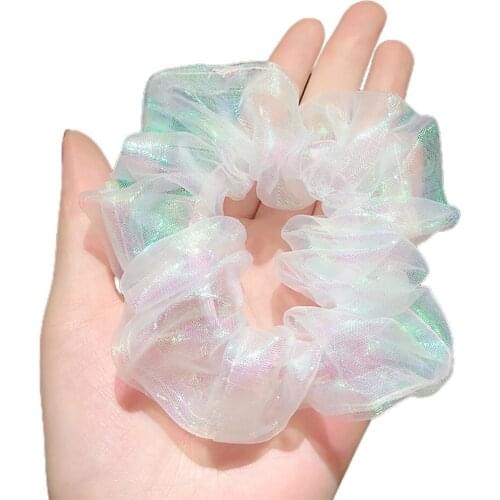Dream Mermaid Glossy Mesh Women Hair Tie Hair Elastic Ponytail Hair band Scrunchie Holder Headwear Accessories