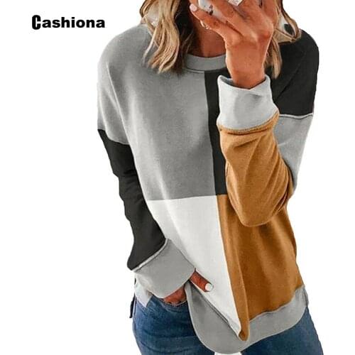 Plus size 4xl 5xl Women Casual T shirt Long Sleeve Patchwork Womens Top England Style 2021 Spring Autumn Loose Tees shirt Femme